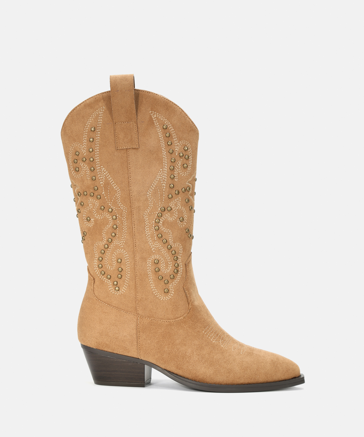 Botas cowboy tac&oacute;n media ca&ntilde;a tachas  image number null